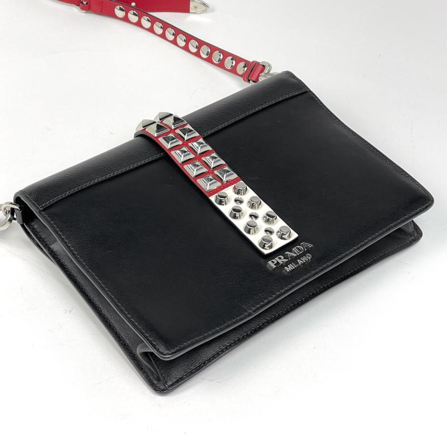PRADA Electra Shoulder Bag 1BD120 Black Leather Studs #BS947 thumbnail 2