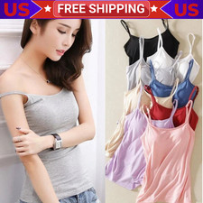 Women's Tank Tops Adjustable Strap Camisole With Built in Padded Bra Vest Cami