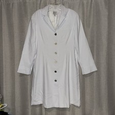 Clinique Makeup Consultant Signature White Button-Up Lab Coat Womens Size 16 VTG
