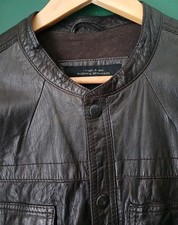AllSaints Mens Jacket Large Densig Shirt Leather Black 100% Leather All saints