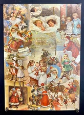 Vintage Christmas Poster by The Evergreen Press ~ 20 x 28  Santa Holiday Collage