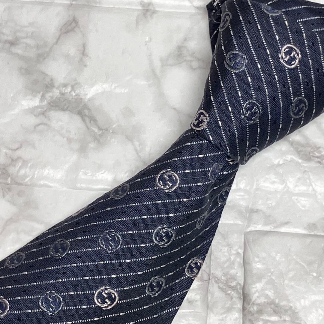 GUCCI GG pattern interlocking stripe tie Japan Im… - image 1