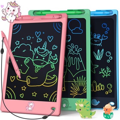 FLUESTON LCD Writing Tablet for Kids, 8.8 Inch 11''W x 7.5''H, Pinkgreenblue
