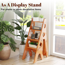 Multipurpose Folding Wooden Library Step Ladder Chair Step High Chair Step Stool
