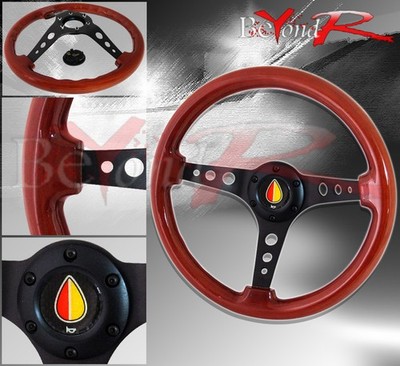 350mm Light Wood Grain 6-Bolt Hole Steering Wheel Jdm Orange Yellow Leaf Button