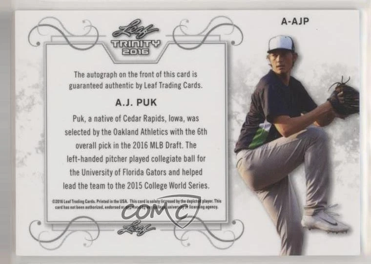 2016 Leaf Trinity Signatures Blue Spectrum /10 AJ Puk #A-AJP Auto - Image 2 of 2