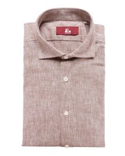 NWT EZZELINO DRESS SHIRT beaver striped spread pure linen Italy XL