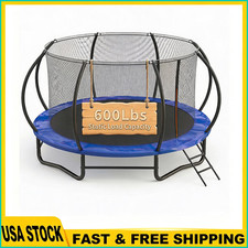 10FT Trampoline for Kids and Adults Outdoor 600LBS Capacity W/ Enclosure Ladder