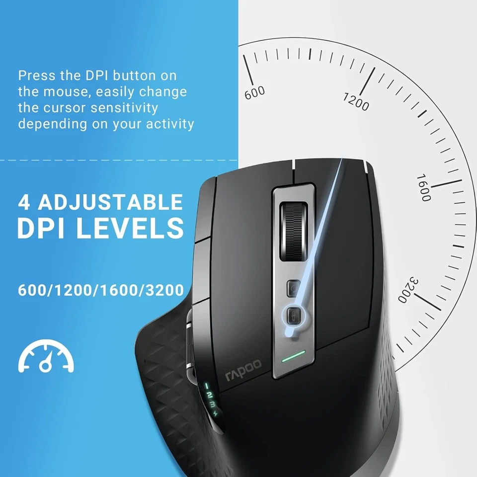RAPOO MT750 Multi-Device Bluetooth Mouse, Supports Up to 4 Connections - Image 3 of 4