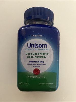 Unisom Simple Slumbers Midnight Raspberry 60 Count Gummies SEALED *see pics EXP