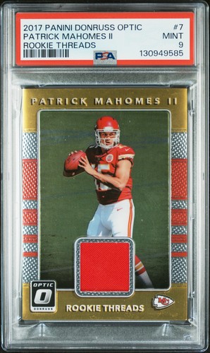 2017 PANINI DONRUSS OPTIC ROOKIE THREADS #7 PATRICK MAHOMES II RC PSA 9