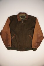 Vtg Golden Bear Genuine Leather Jacket Wool Made in USA RN 72824 Streetwear