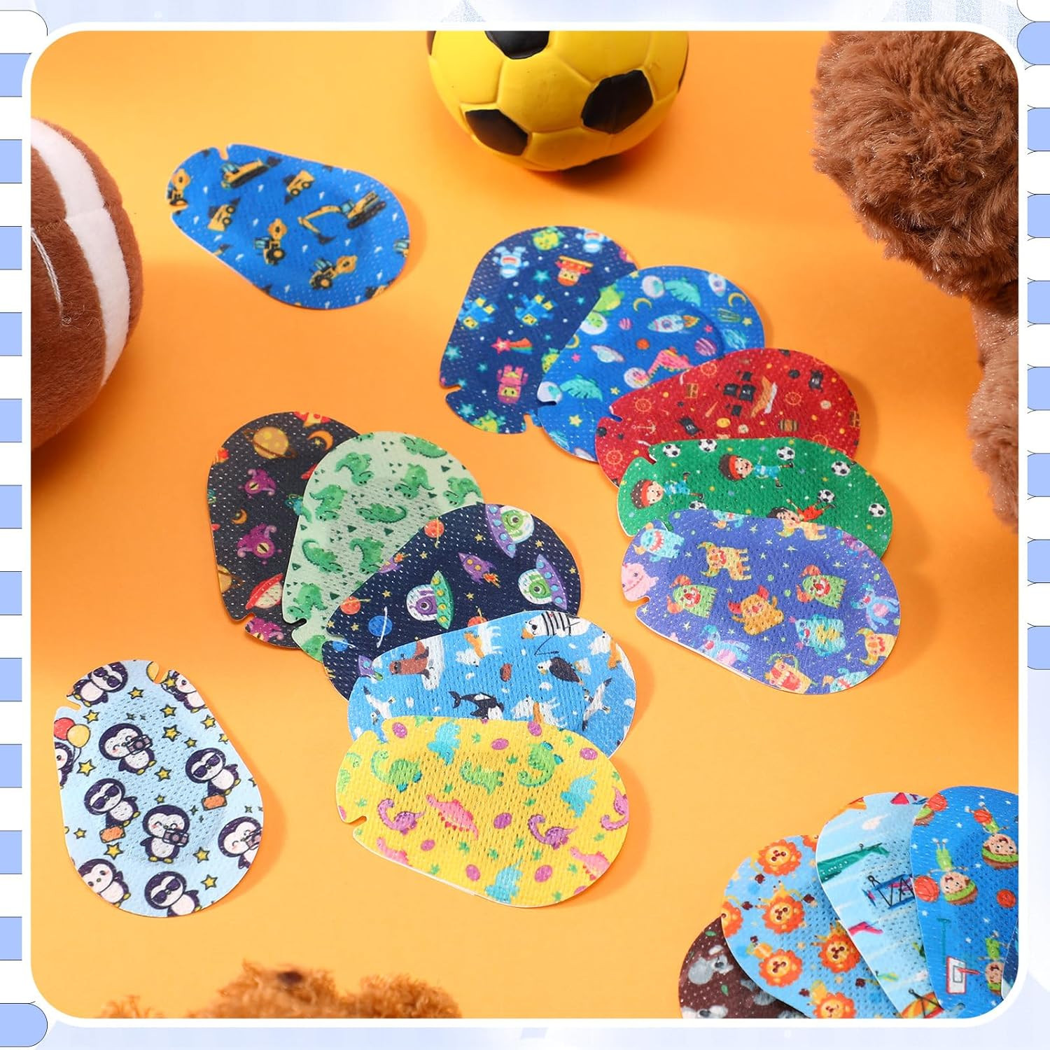 100 Pcs Adhesive Eye Patches for Kids Boys 20 Styles Breathable Boy Eye Patch...
