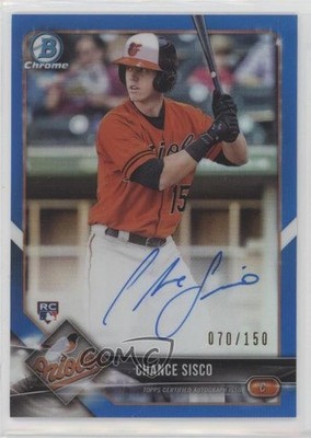 2018 Bowman Chrome Rookie Blue Refractor 70/150 Chance Sisco #CRA-CS Auto RC yj7