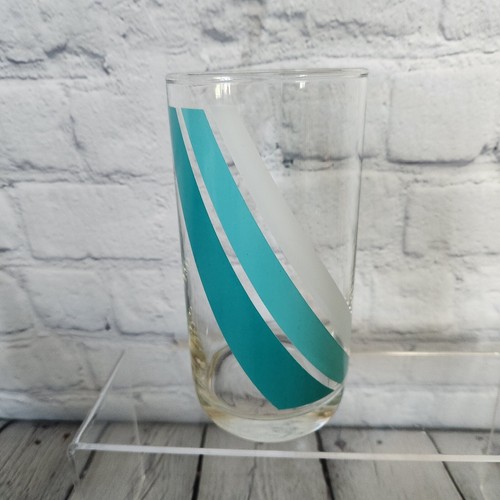 4 Libbey Wavy Banner Flag Tumblers Set Vintage Green Orange Pink Glasses - Picture 11 of 15