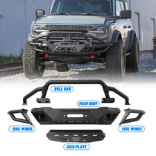 Textured Steel Front Bumper Wside Wingbull Bar For 2021-2025 2026 Ford Bronco