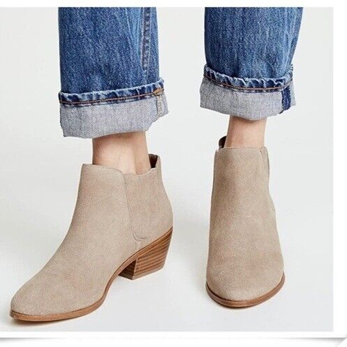 Joie Barlow Tan Suede Ankle Booties in Beige Stone/Tan Women Size