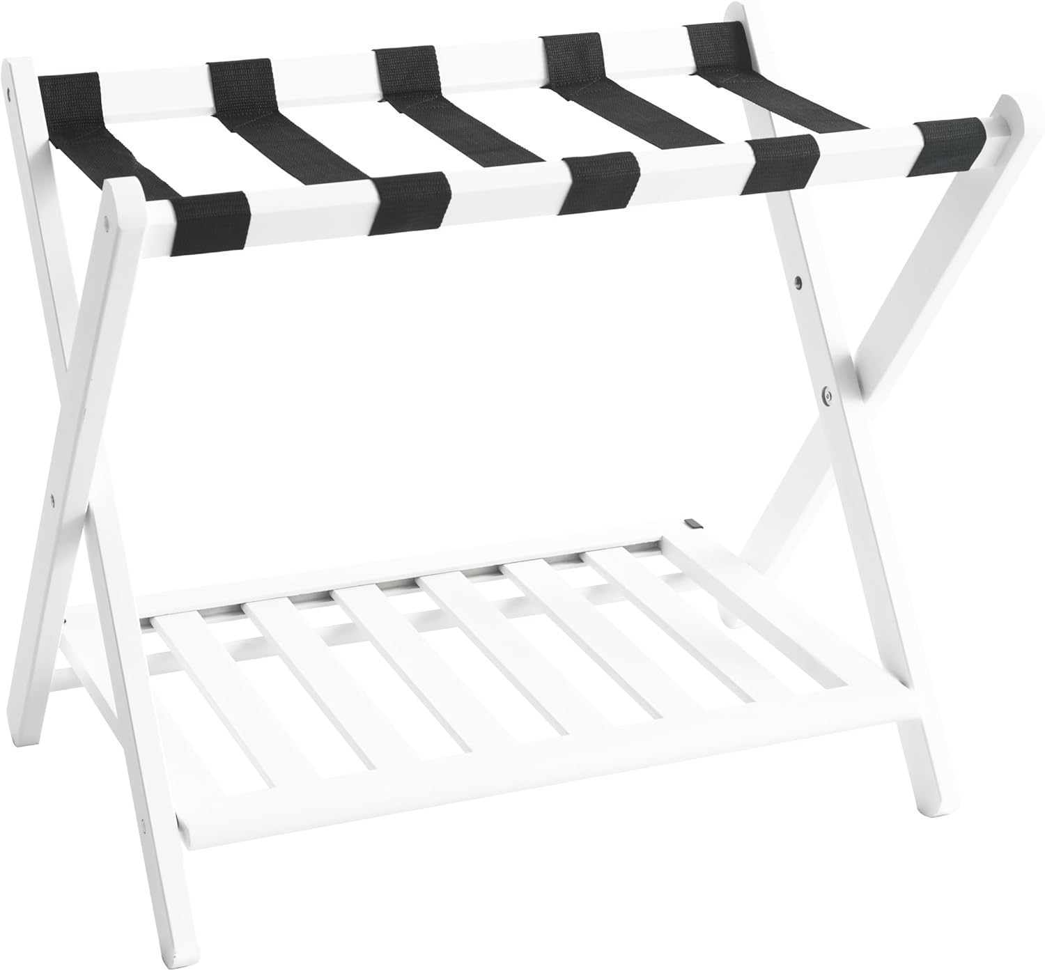 Luggage Rack，Folding Suitcase Stand with Storage Shelf，Luggage Stand for Guest R-image