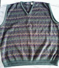 The Italian Sweater Co Mens Vest Made in Italy Size Large Argyle striped LNC