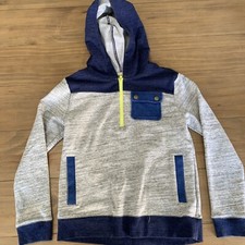 Boys Half-Zip Hoodie Colorblock Space Out Grey / Blue - Size 12