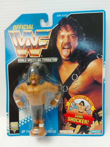 WWE WWF Hasbro MOC Samu Headshrinkers Blue Card 19...