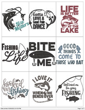 36 FISHING QUOTES SAYINGS EMBROIDERY MACHINE DESIGNS PES JEF HUS EXP USB DRIVE