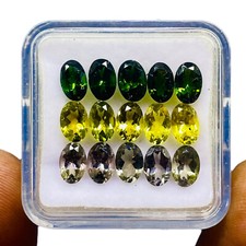 VVS 15 Pcs Natural Multi Tourmaline 6x4mm Oval Cut Loose Untreated Gemstones Lot