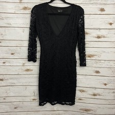 Asos Black Lace Low V Formal Sheath Dress Size 8 Holiday Romantic Goth Grunge