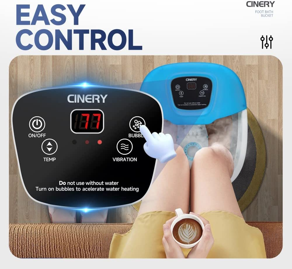 CINERY Foot Spa Bath Massager with Heat, Bubbles, Vibration and Pedicure Foot Sp eBay