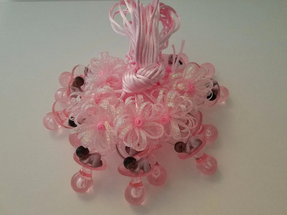 12 Pacifier Necklaces African American Baby Shower Game Favors Prizes Girl Decor - Image 3 of 4