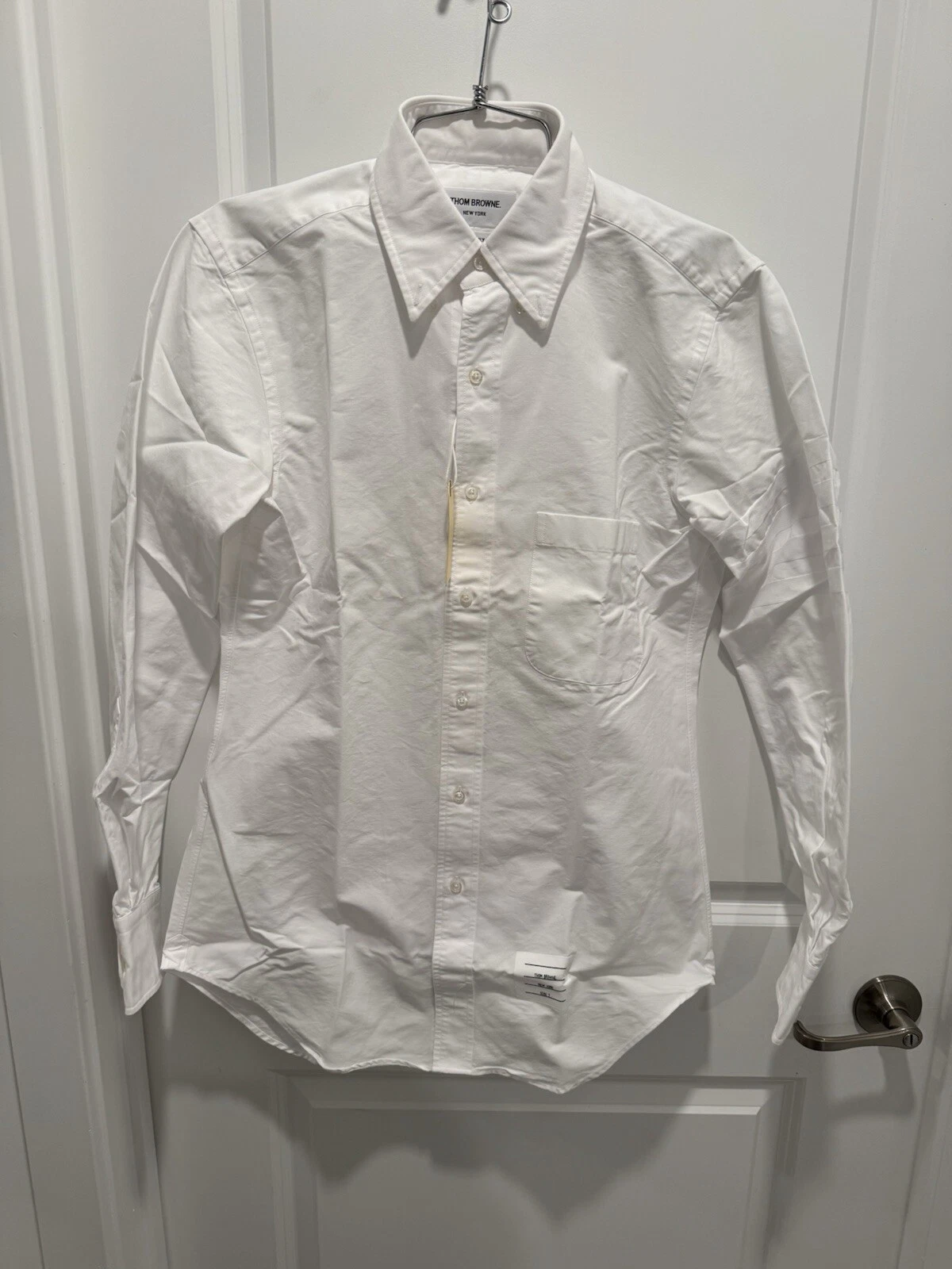 Camicia uomo Thom Browne Oxford classica 4 bar bianca nuova con etichetta taglia 2 (Med) prezzo consigliato $757