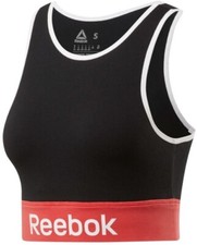 Image of Women's Reebok Linear Logo Black Cotton Sports Bra Medium - Brand New With Tags