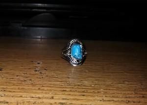 Awesome pretty Tibetan Turquoise Ring, In silver Plate, Ring Size 8.5-9