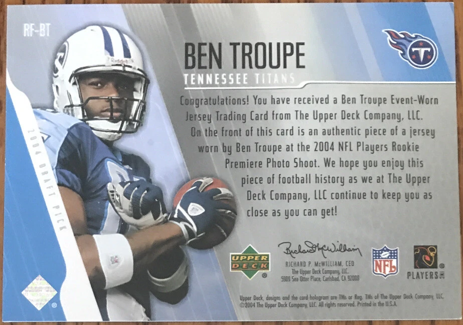 2004 Upper Deck Rookie Futures Jerseys Ben Troupe RF-BT Tennessee Titans - Image 2 of 2