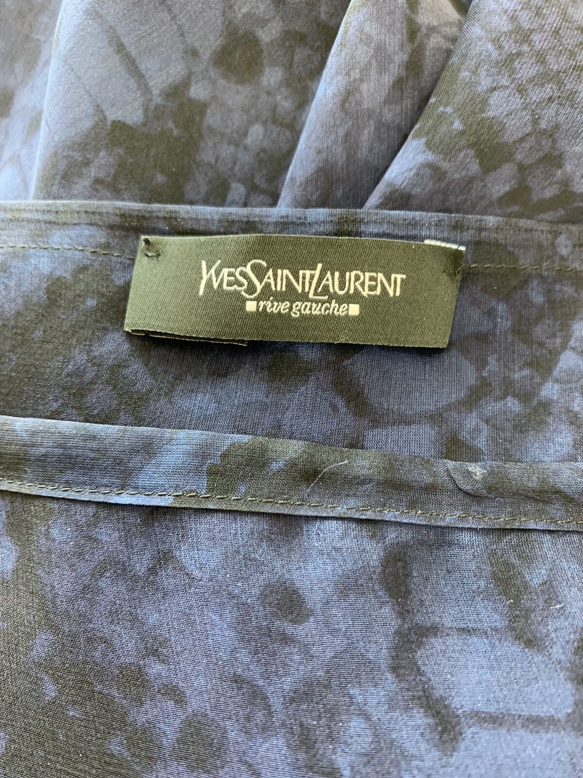 SAINT LAURENT Camicia YSL blu seta trasparente taglia small