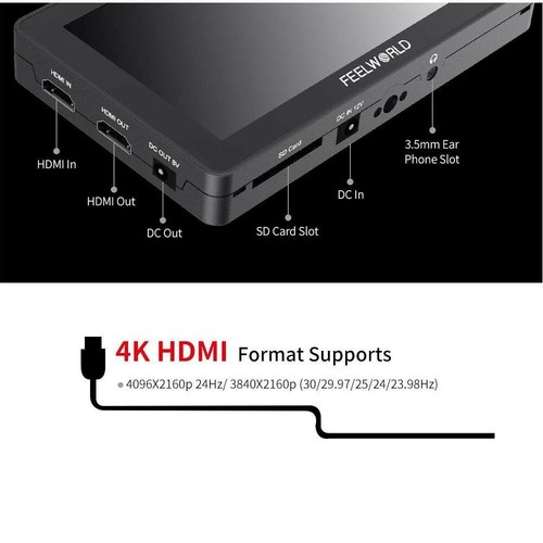 Feelworld F6 Plus 5.5" 3D LUT 4K HDMI Camera Field Monitor Type C Touch Screen - Foto 10 di 10