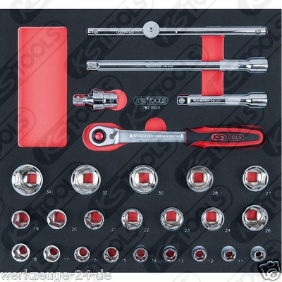 KS TOOLS SCS CHROME 1/2'' Steckschlüssel-Satz 26-tlg 2/3 Systemeinlage 782.0026
