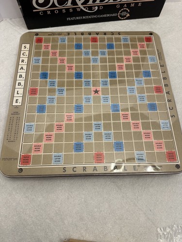 Scrabble Deluxe Edition W/ Turntable Base 1989 Milton Bradley Burgundy Tiles - Picture 9 of 20