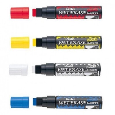 Pentel Kreidemarker nass abwischbare Keilspitze verschiedene Farben 4er Pack