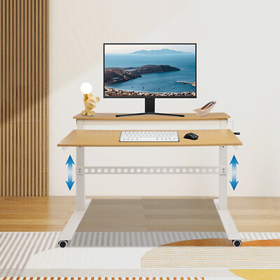 Home Office Height Adjustable Standing Desk Computer Desk w/ Wheels 47''x 28.5''