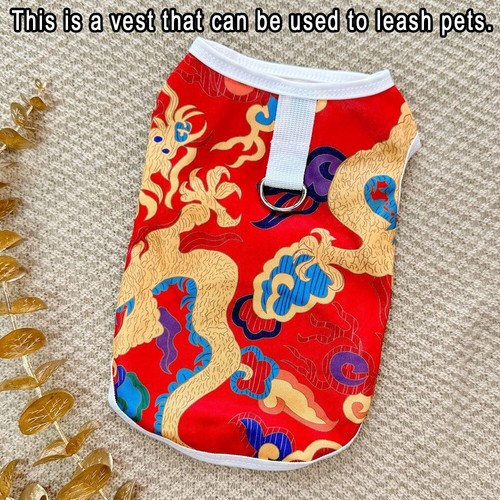 Light Thin Fashion Clothes Red Dragon Robe Vest for Cats Small Medium Dogs Pets - Picture 4 of 15