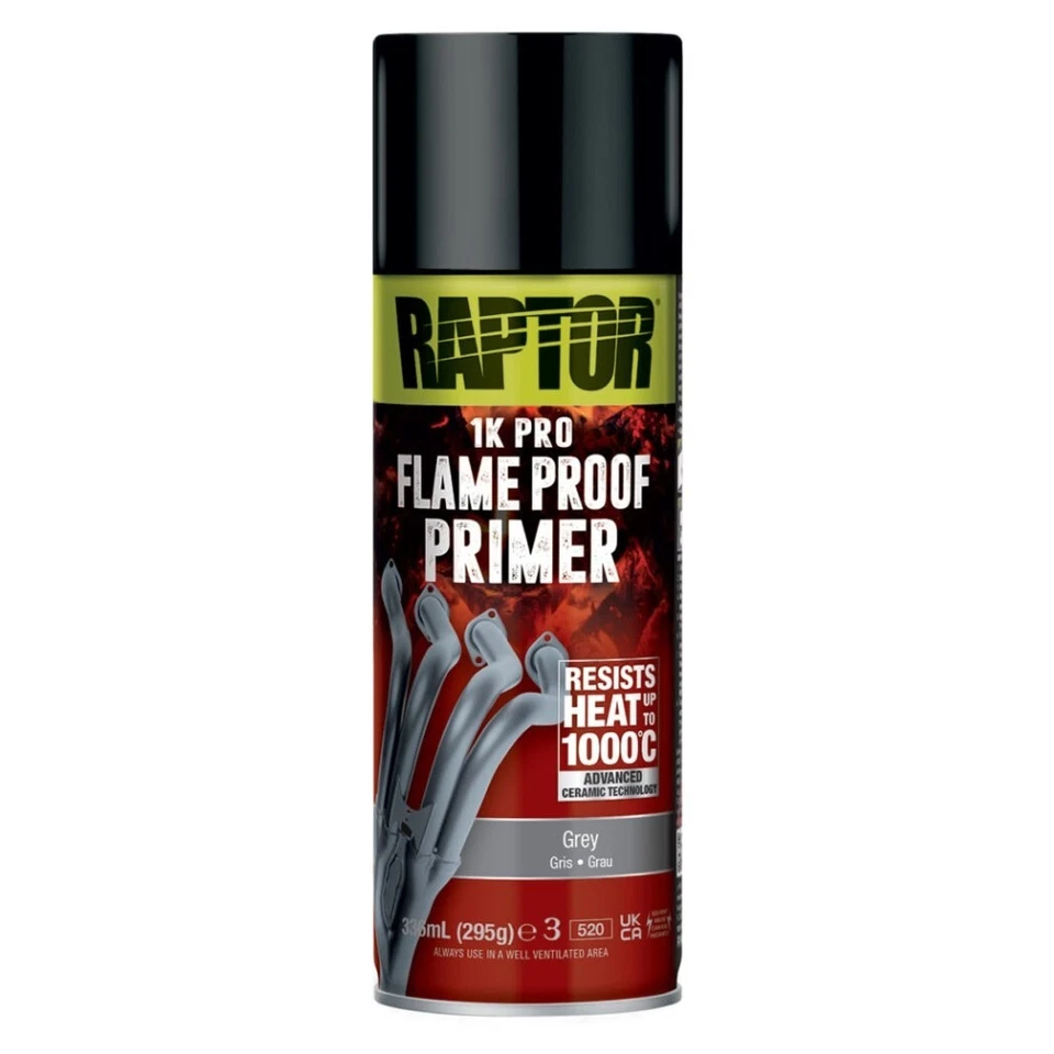 UPOL Primer Gris pour Peinture ignifuge Haute température 336ml Raptor