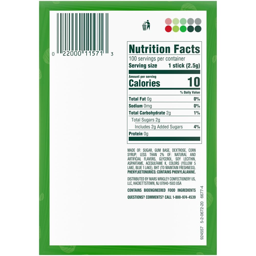 Wrigley's Gum, Spearmint, 5 Count (Pack of 40)