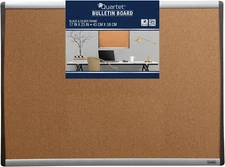 Cork Board, 17" x 23" Bulletin Board, Corkboard, Black/Silver Frame (79373)
