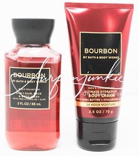 Bath  Body Works Bourbon 3 in 1 Face Hair Body Wash  Cream Mini 2pc Travel Set