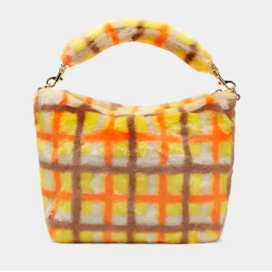 全新带标签 UGG 澳大利亚柔软复古格子黄色手提包 Y2K 中号 Preppy Chic Duffy — 第 2/4 张图片