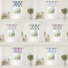 1PC GROMMET SMALL VALANCE LINED WINDOW CURTAIN GEOMETRIC PRINTED 2-TONE 7LO