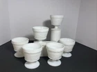6 Vintage Footed Milk Glass Grape Cluster And Leaf Sherbet Ice Cream Dessert Cup