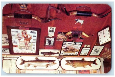 Beautiful Lake Trout At Teich's Original Old Trading Post Eagle Bay NY Postcard