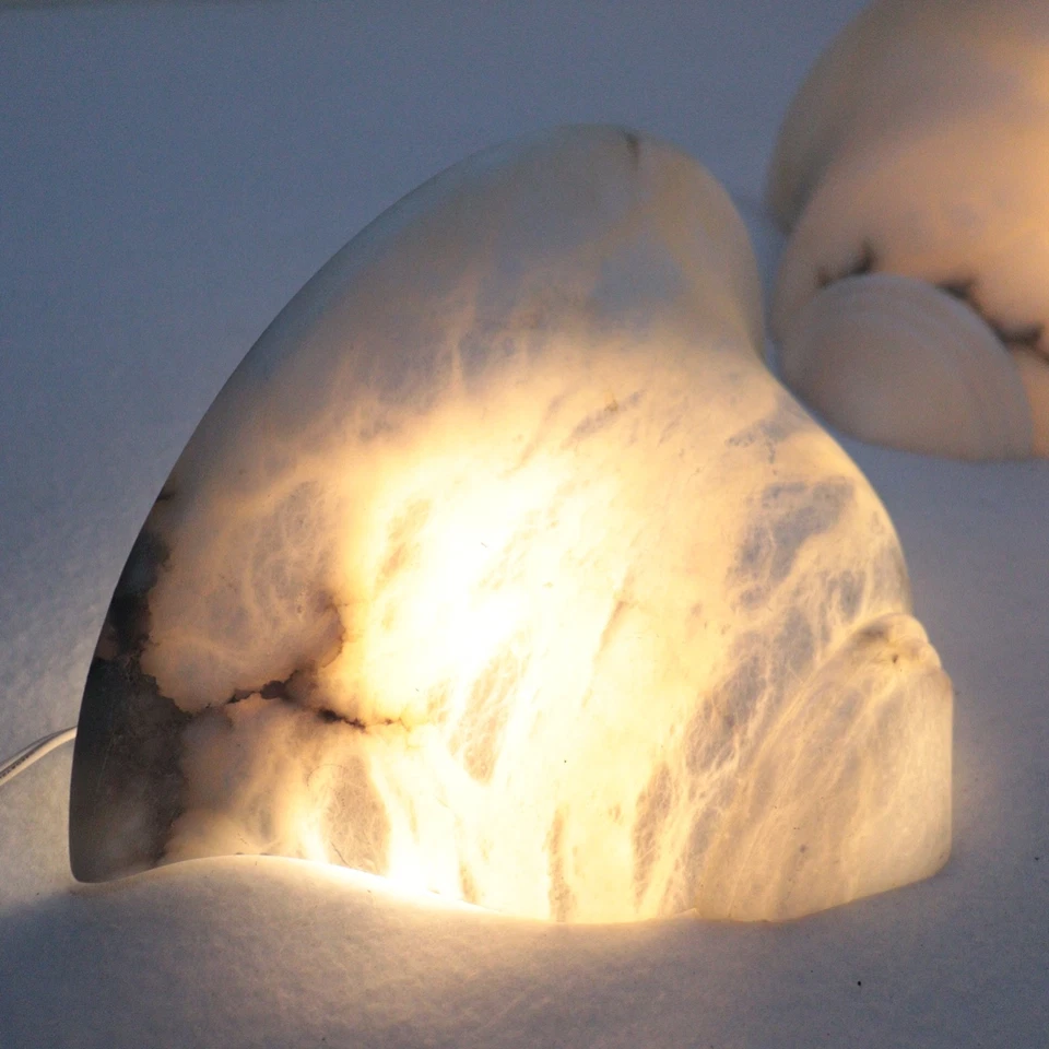 2 Spanish Brutalist Genuine Alabaster Wall Lamp Sconces Pair Vintage Art Coastal - Image 2 of 4